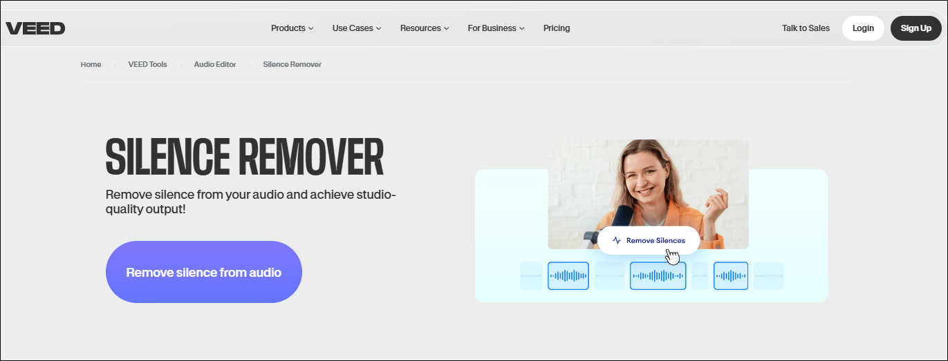 The interface of VEED’s silence remover