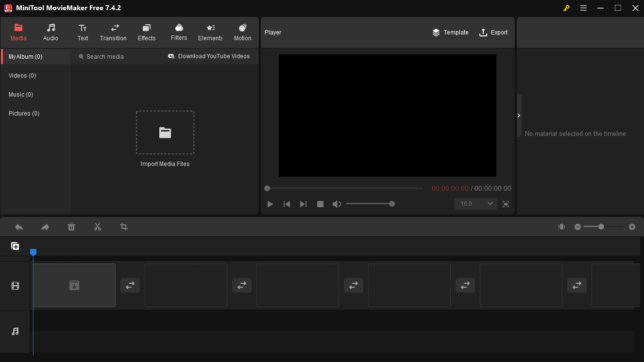 Interface of MiniTool MovieMaker