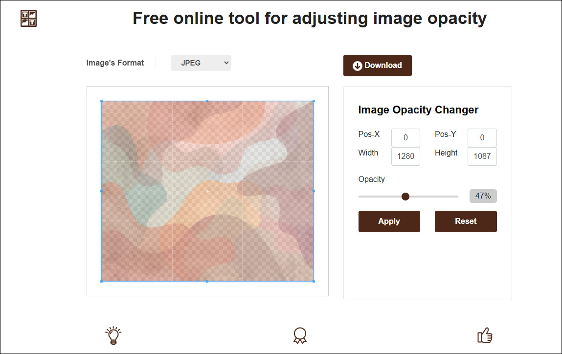 Change the opacity of the image in Imagetoolspro