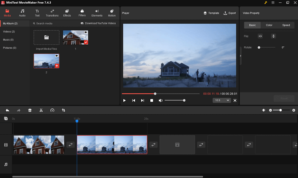 Add videos to the video track in MiniTool MovieMaker