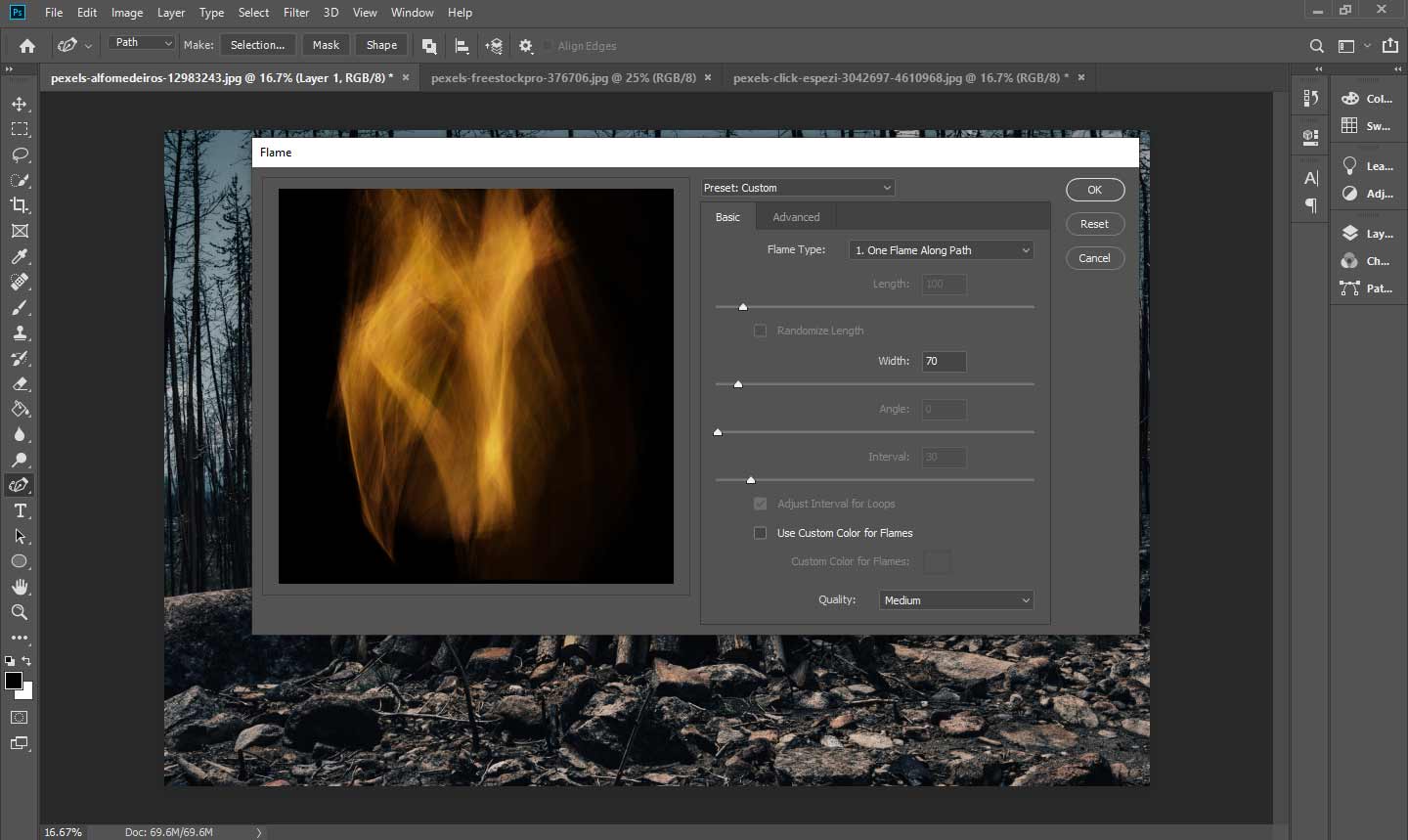 Customize the fire effect in Photoshop