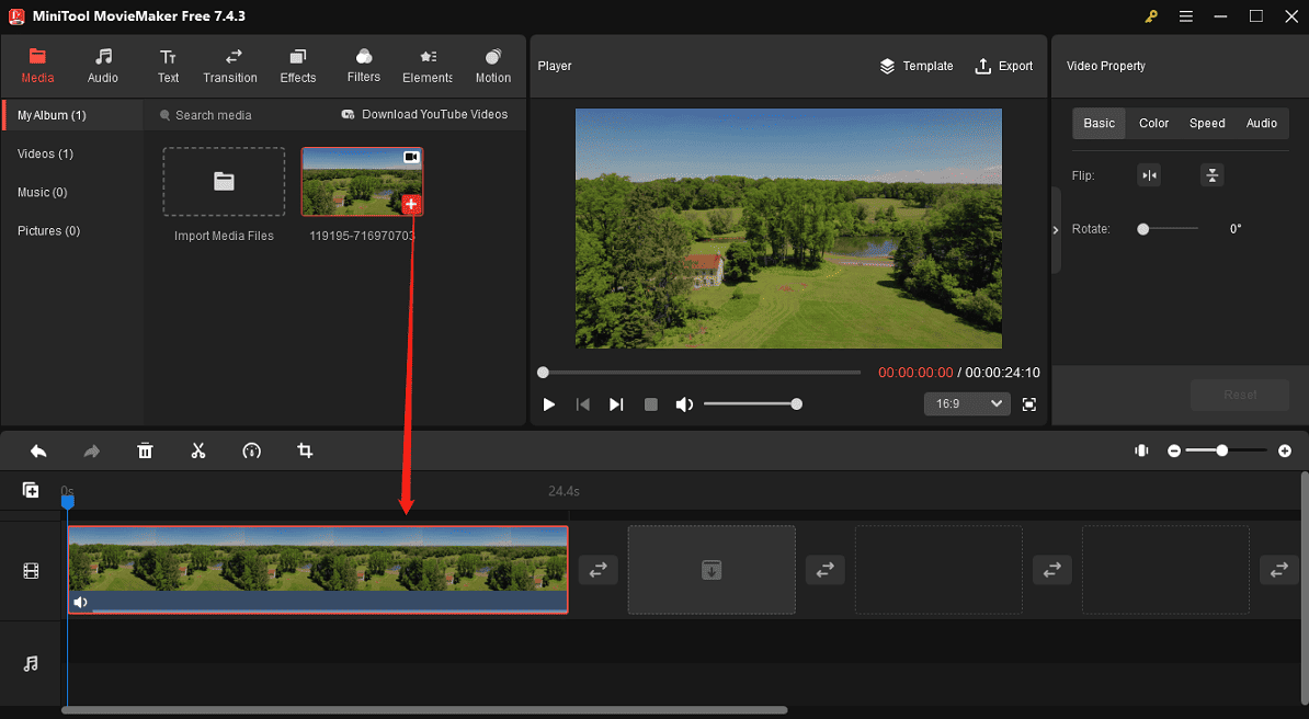 Add a Panopto video to the timeline to edit in MiniTool MovieMaker