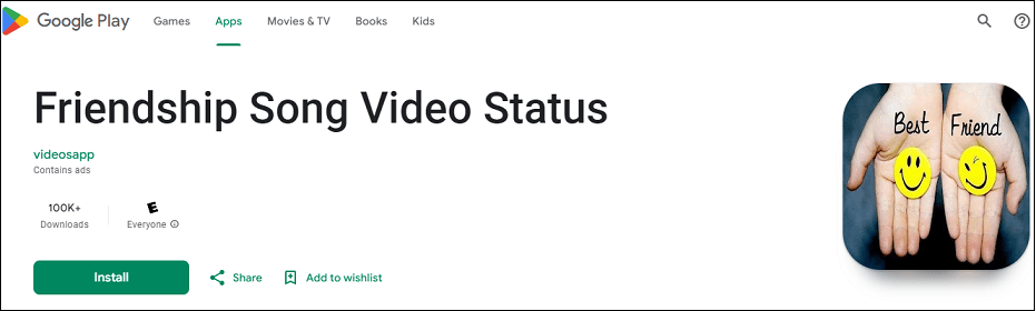Install Friendship Song Video Status from Google Play