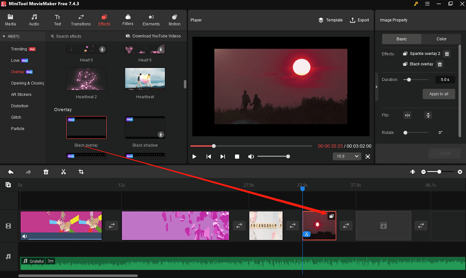 Drag and drop to add effects in MiniTool MovieMaker