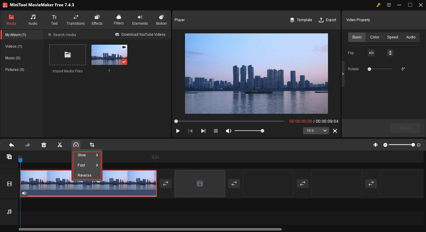 Change video speed or reverse video in MiniTool MovieMaker
