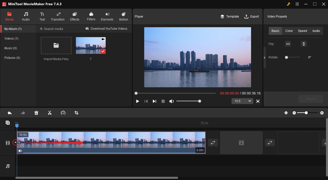 Trim a video in MiniTool MovieMaker to create shorts