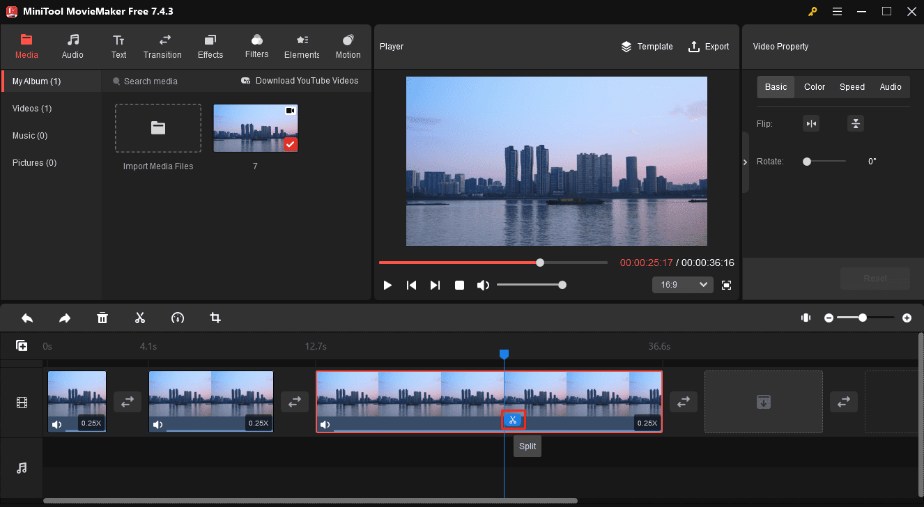 Split a video in MiniTool MovieMaker