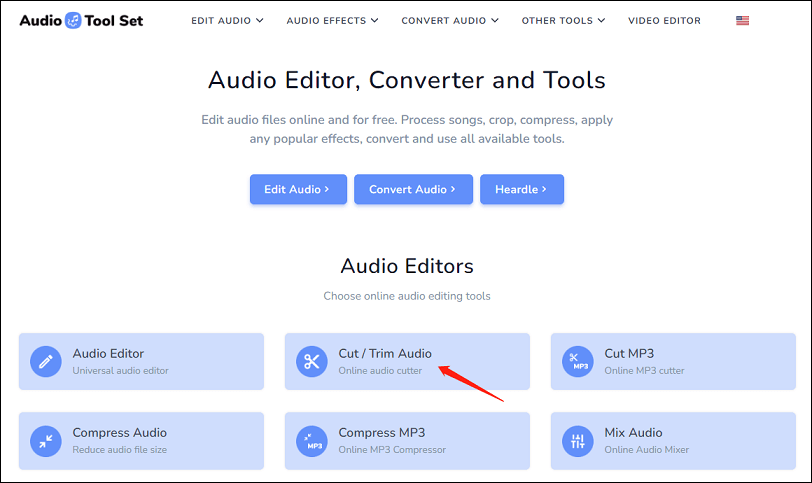 Select the Cut / Trim Audio option in AudioToolSet