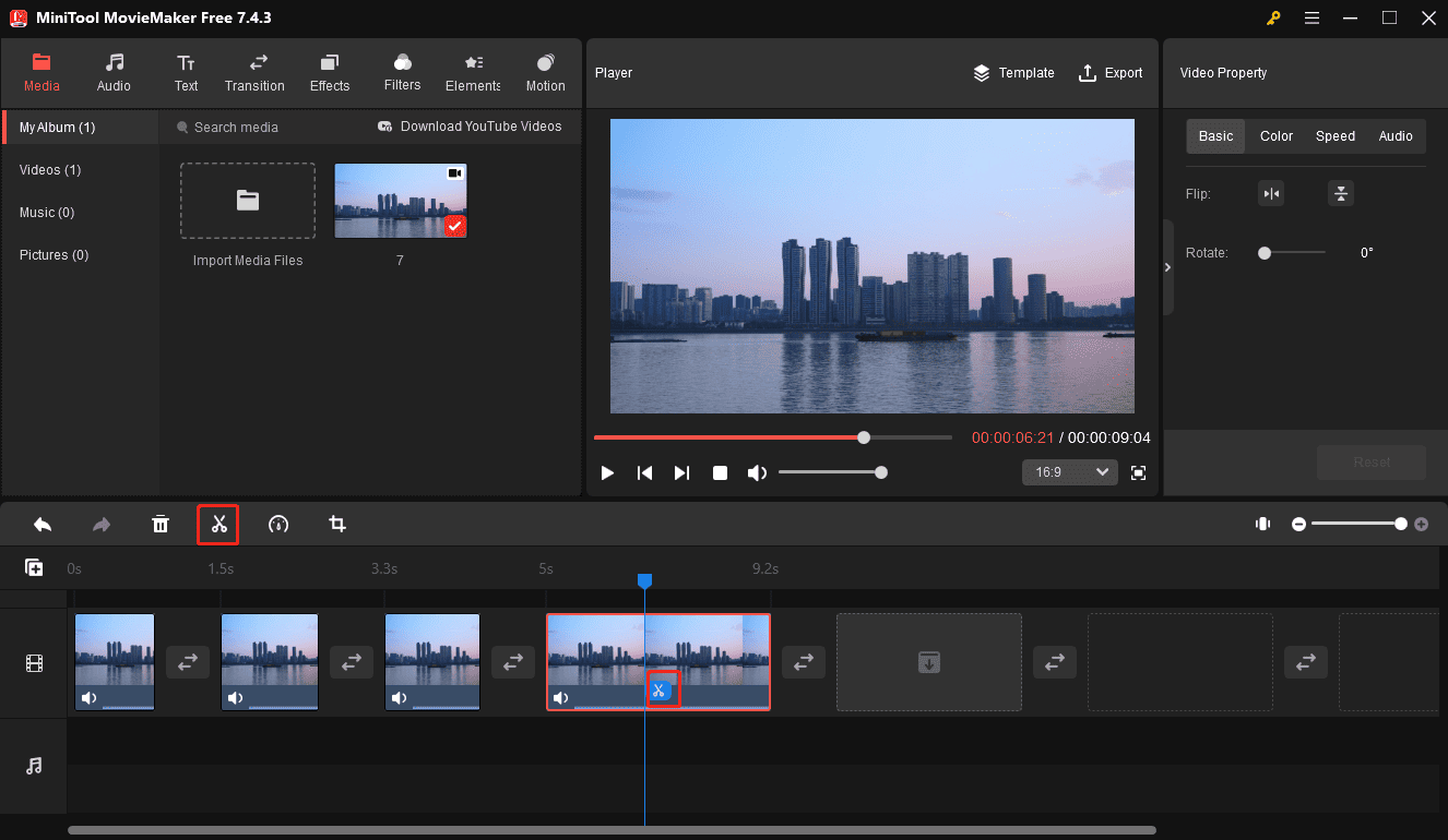 Cut a video into many clips in MiniTool MovieMaker