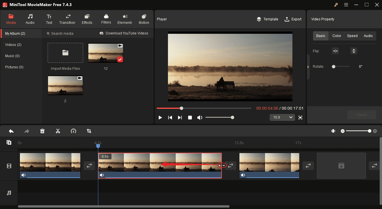 Trimmen einer 3GP-Datei in MiniTool MovieMaker