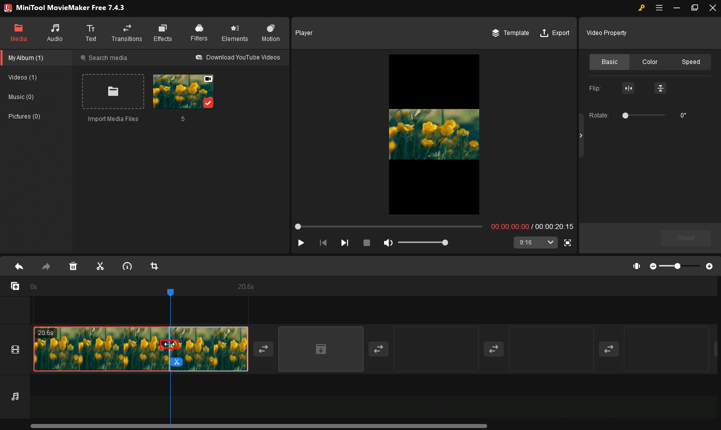 Trim video to reduce its size in MiniTool MovieMaker