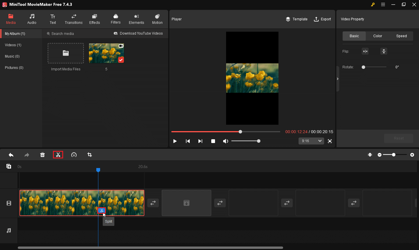 Split video to reduce its size in MiniTool MovieMaker