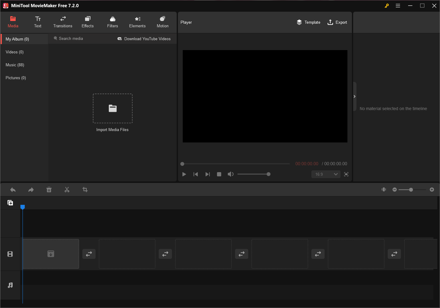 interface principale de MiniTool MovieMaker