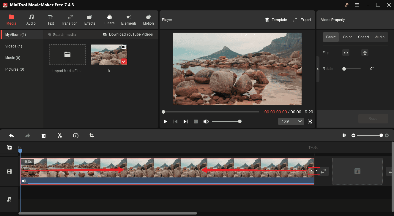 Trim video in MiniTool MovieMaker