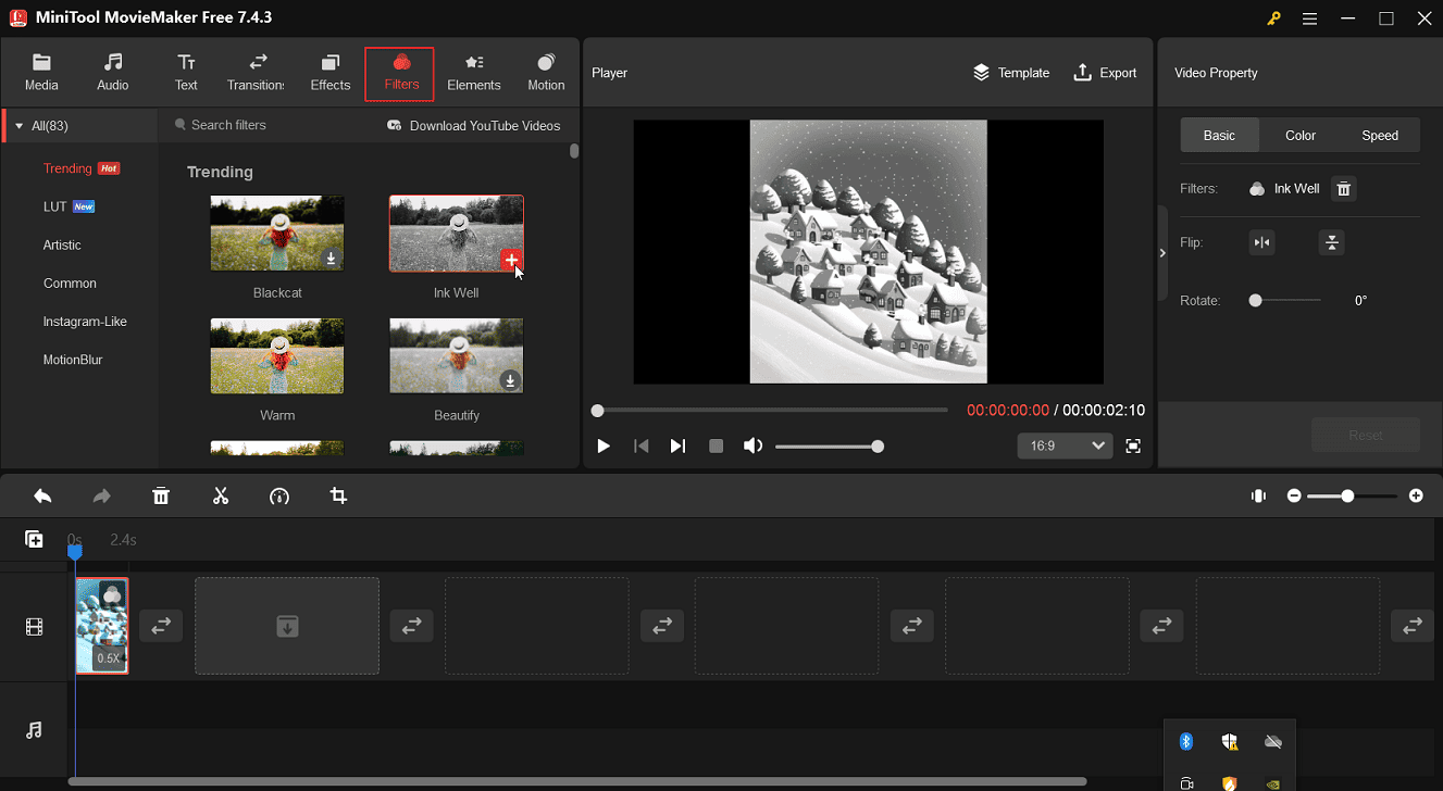 Add a filter to the GIF in MiniTool MovieMaker