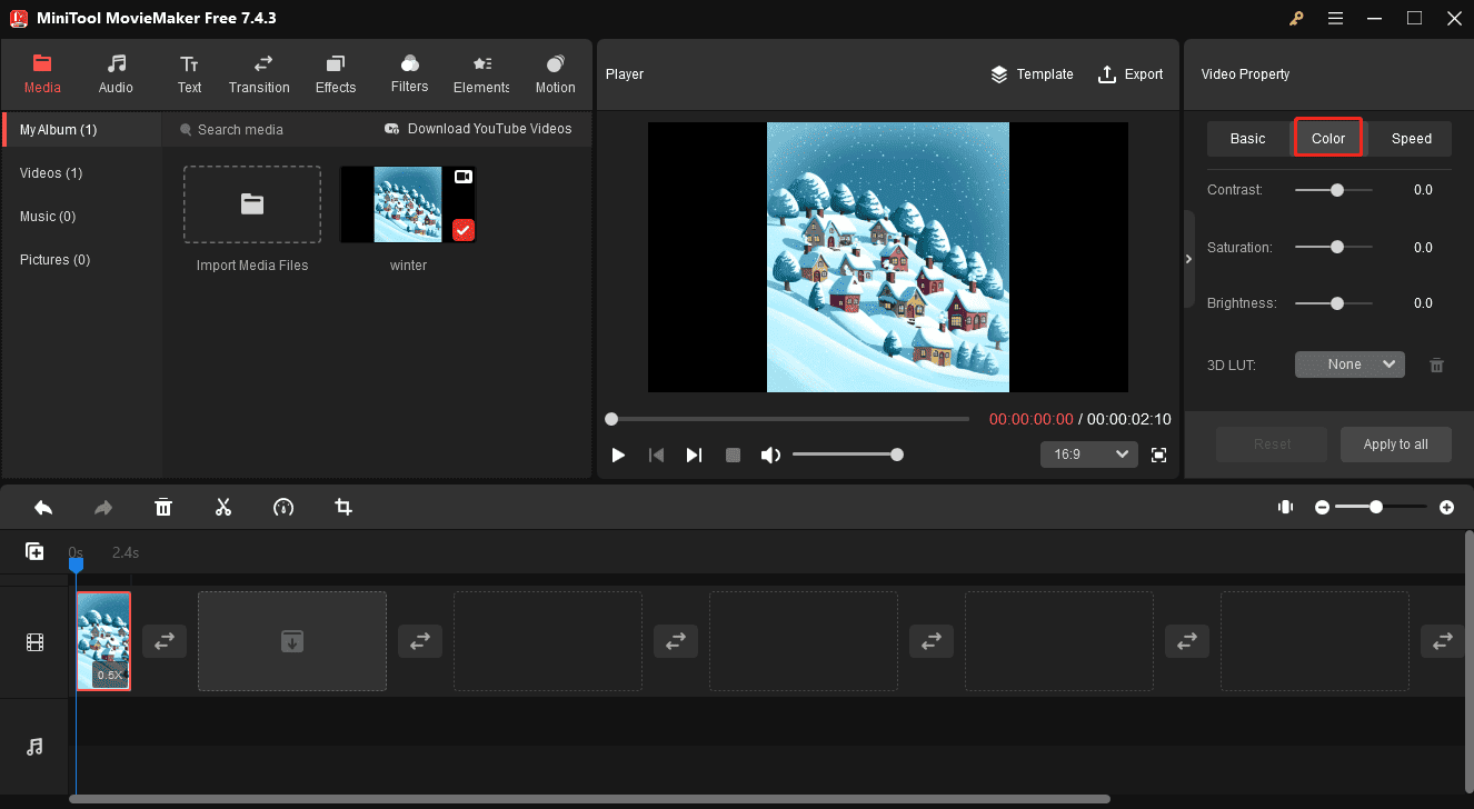 Edit the GIF's color in MiniTool MovieMaker