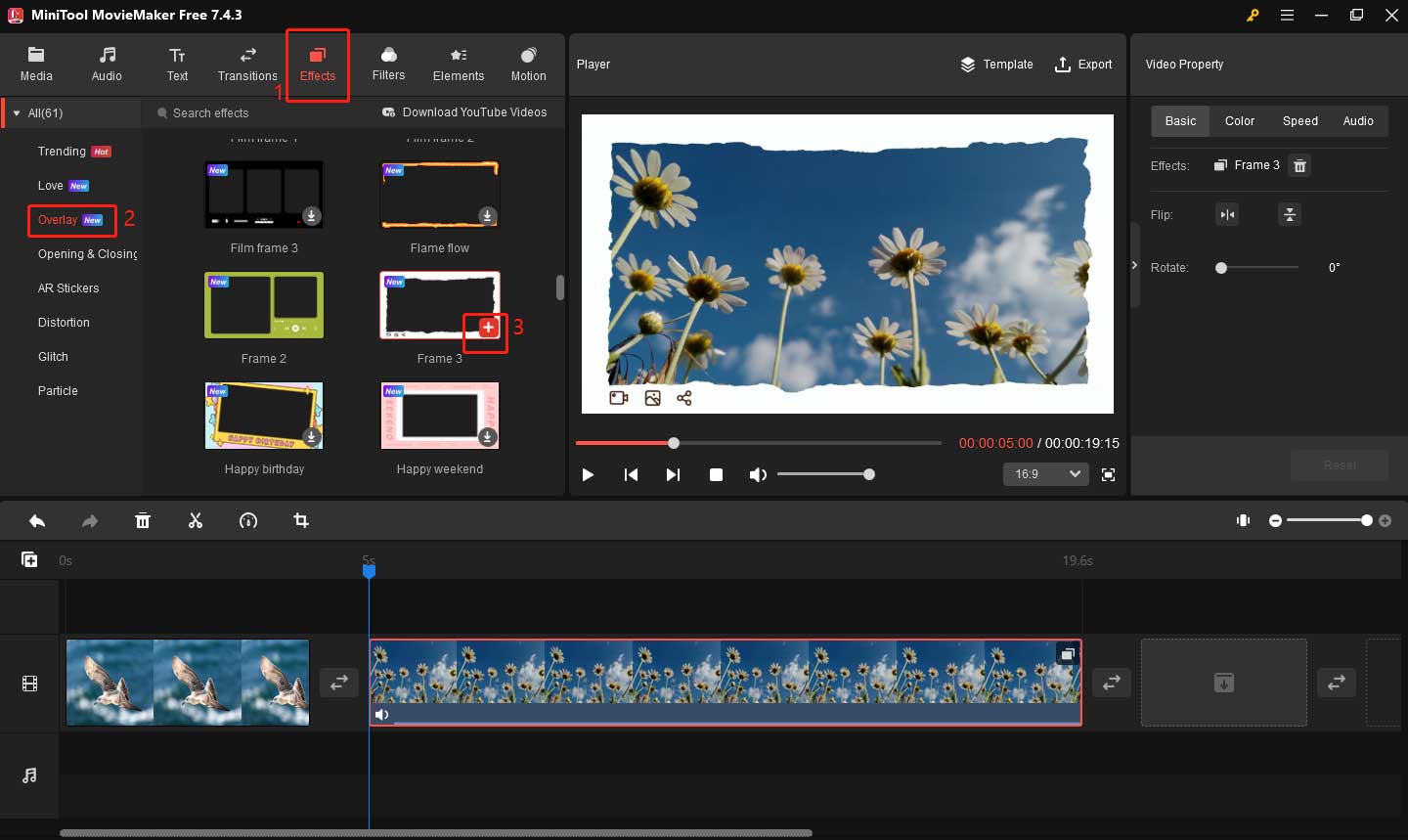 Add frame to video in MiniTool MovieMaker