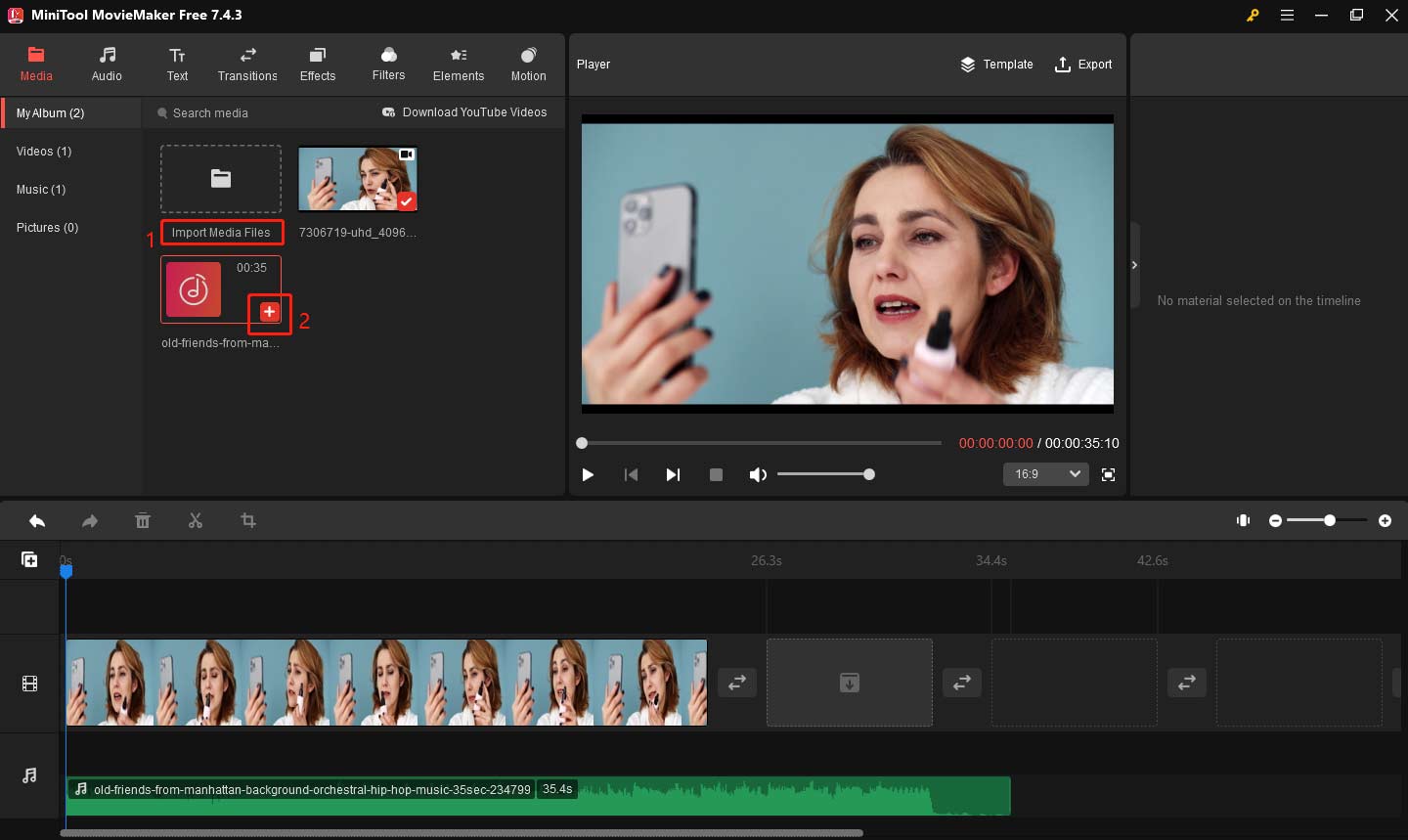 Import the video and add it to the timeline in MiniTool MovieMaker