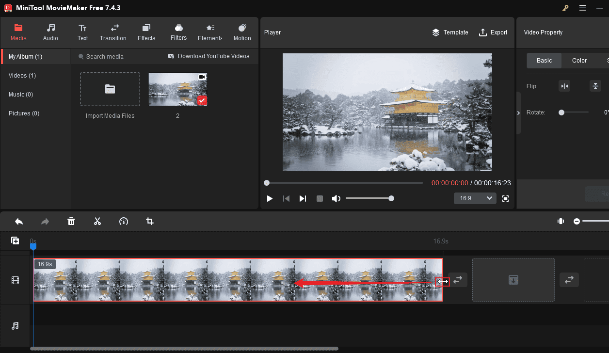 Trim video in MiniTool MovieMaker to reduce the file size