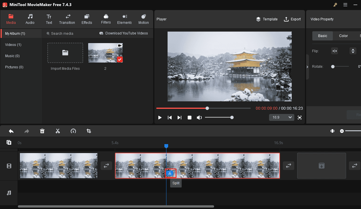 Split the video in MiniTool MovieMaker