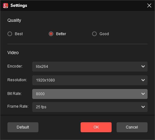 Reduce video quality and bitrate in MiniTool MovieMaker