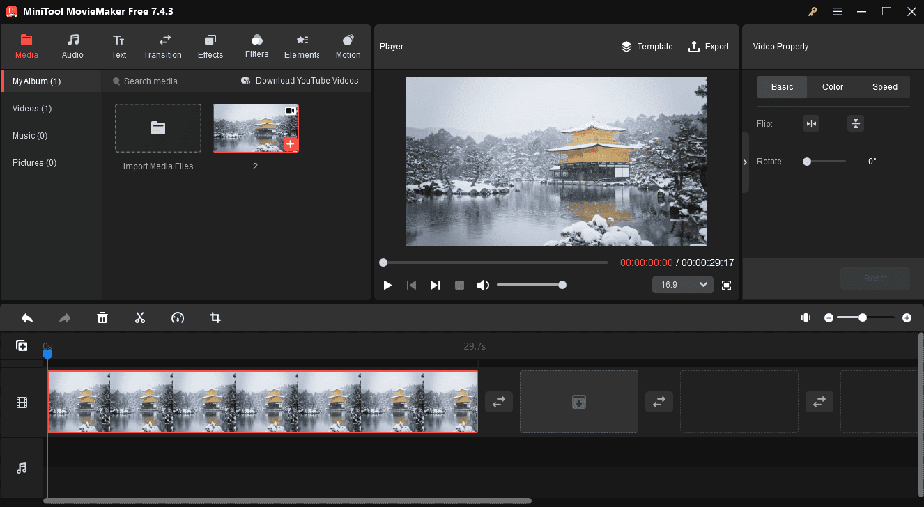 Add a video to the timeline in MiniTool MovieMaker