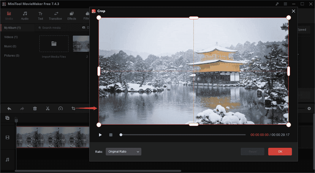 Crop video in MiniTool MovieMaker