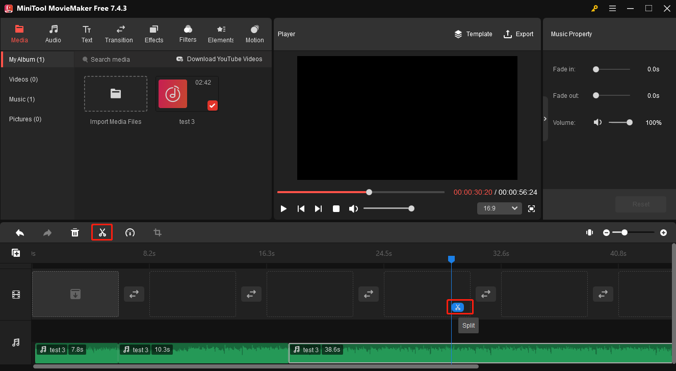 Split the voice recording in MiniTool MovieMaker