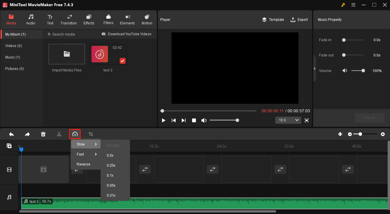 Edit audio speed in MiniTool MovieMaker