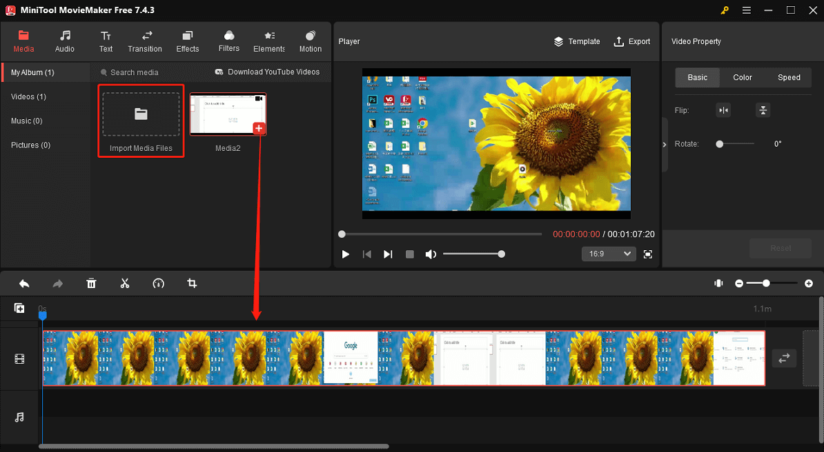 Import the PowerPoint video into MiniTool MovieMaker