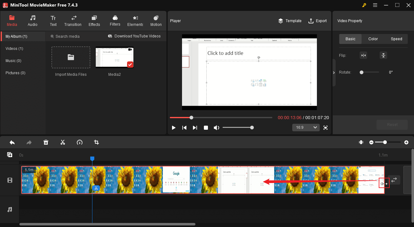 Tim video in MiniTool MovieMaker