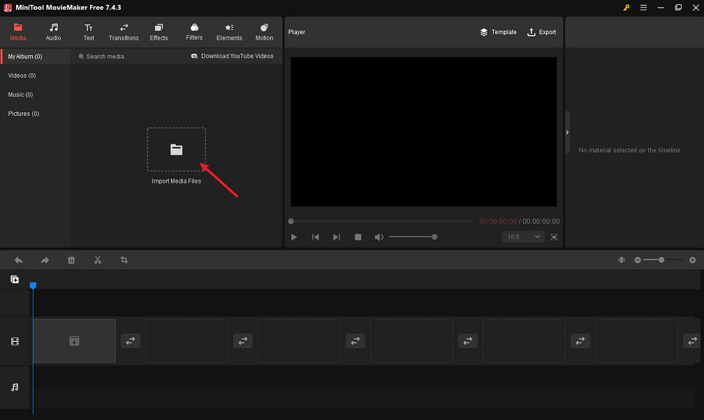 Import photos in MiniTool MovieMaker