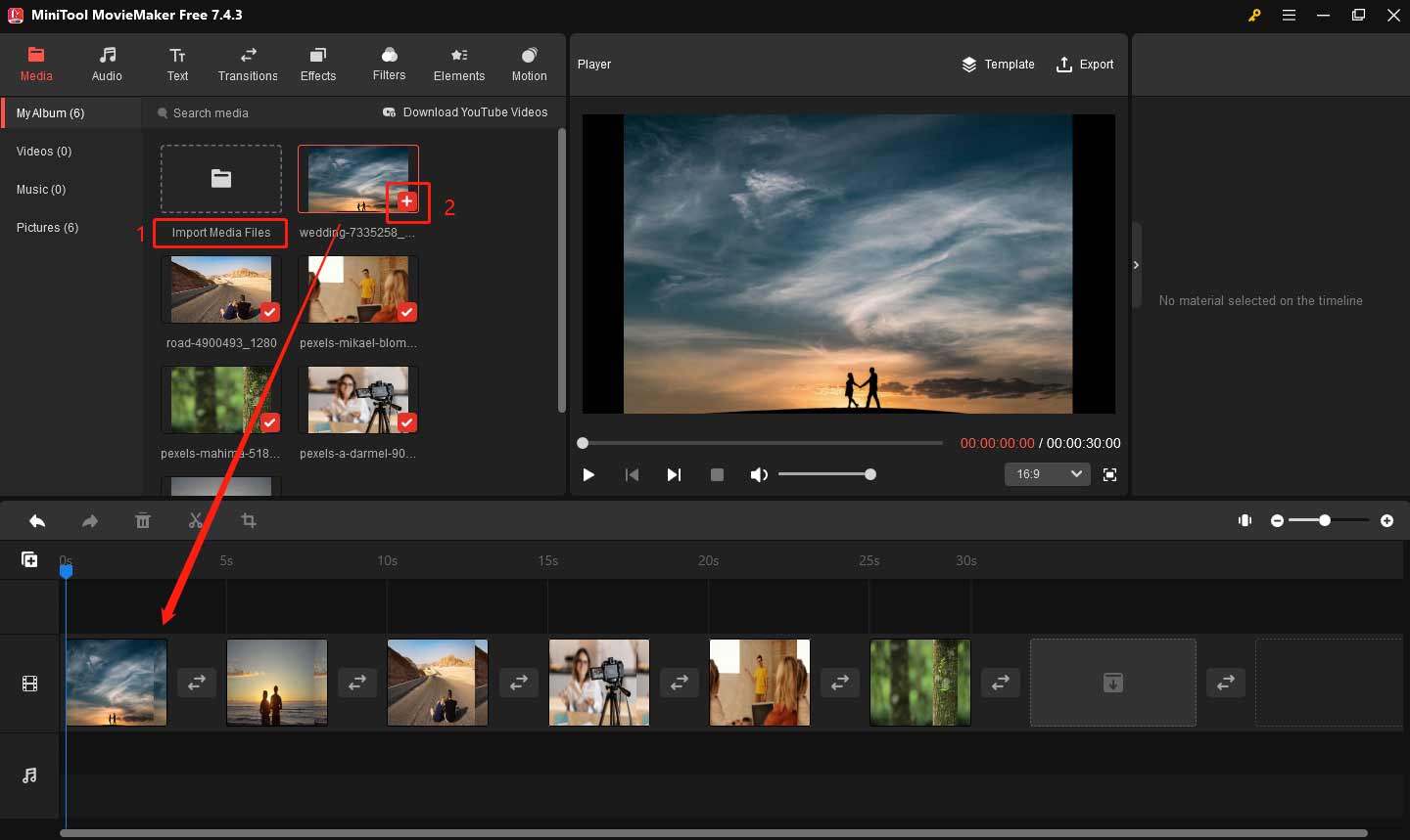 Import video in MiniTool MovieMaker