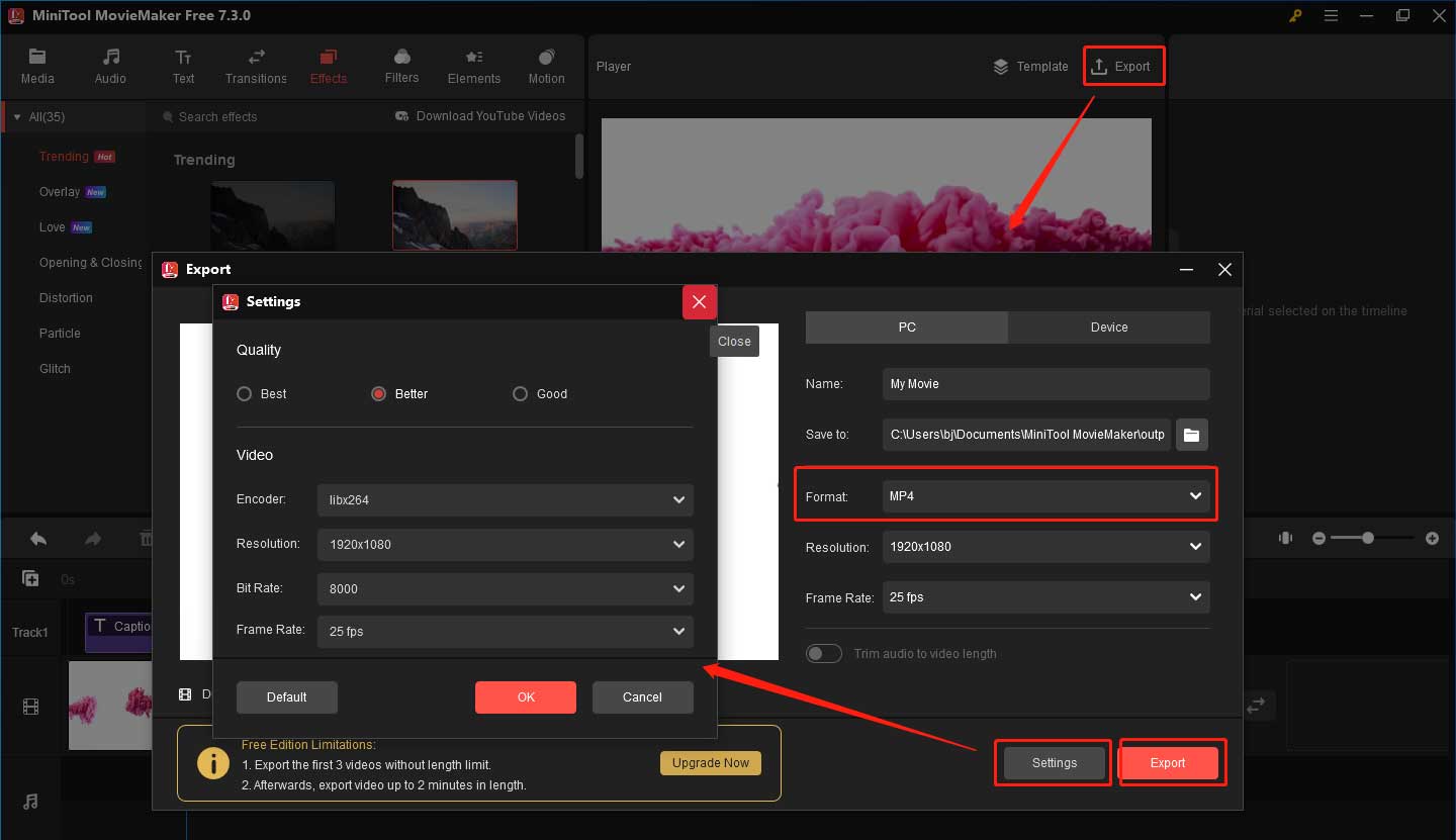 Configuración del formato de archivo multimedia