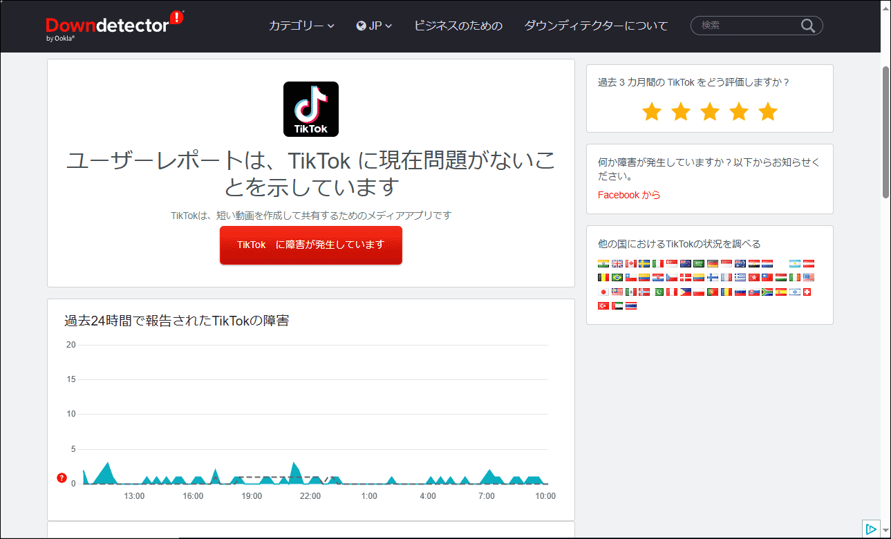 Downdetectorウェブサイト