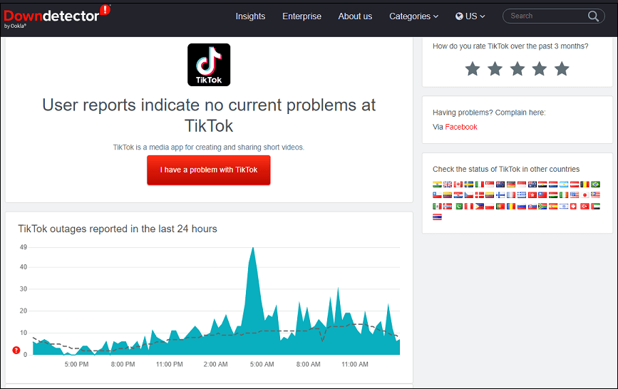 Prüfen Sie den Status des TikTok-Servers