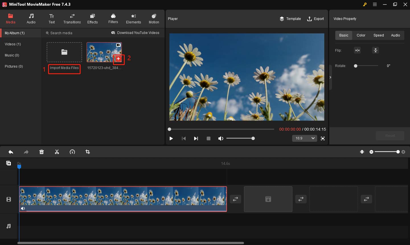 Import the video in MiniTool MovieMaker