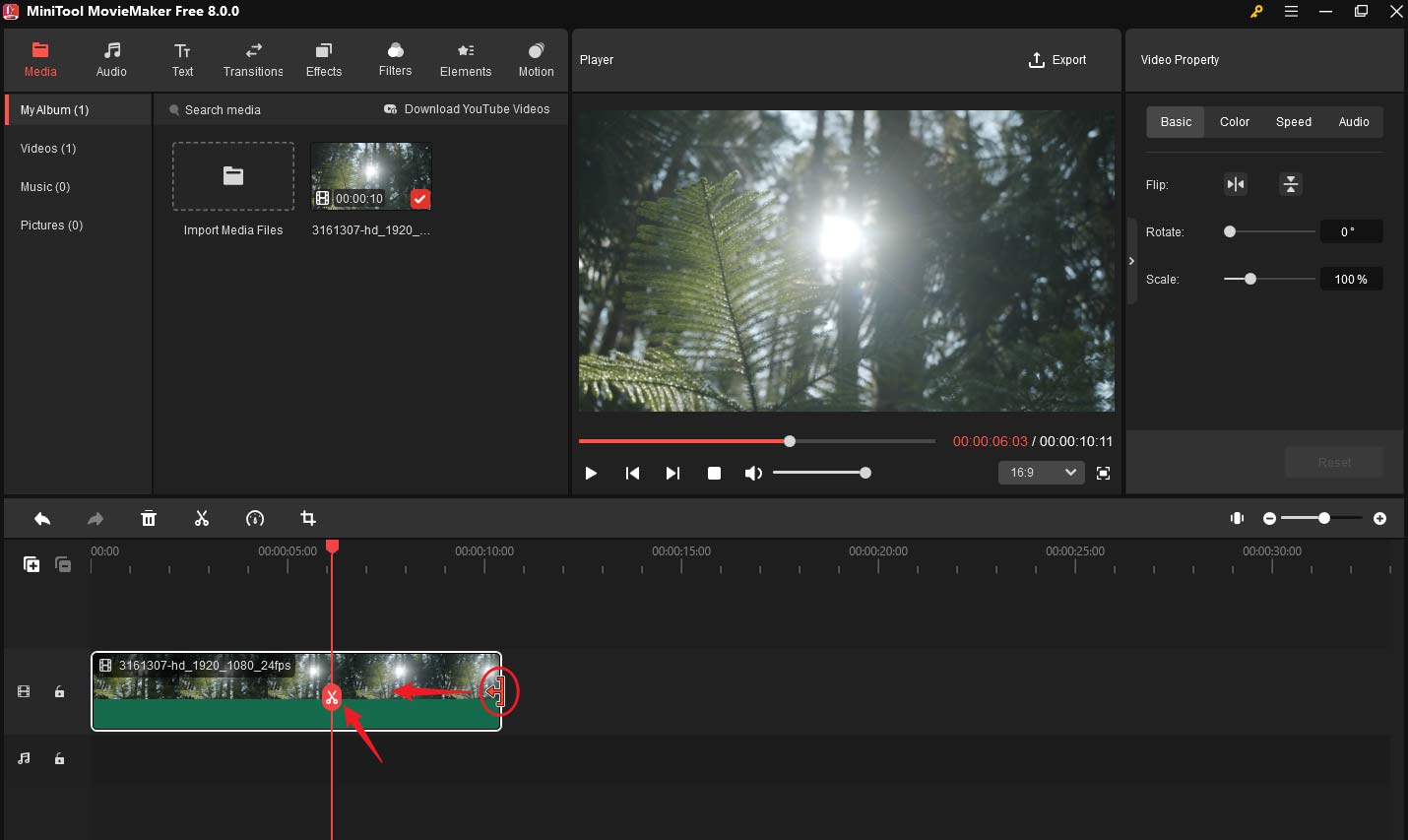 Split or trim a video in MiniTool MovieMaker