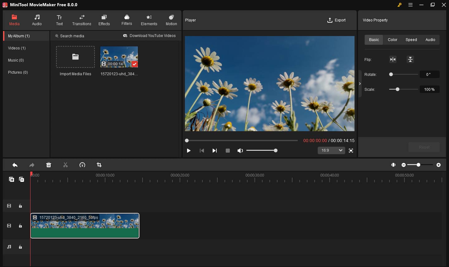 Add the video to the timeline in MiniTool MovieMaker