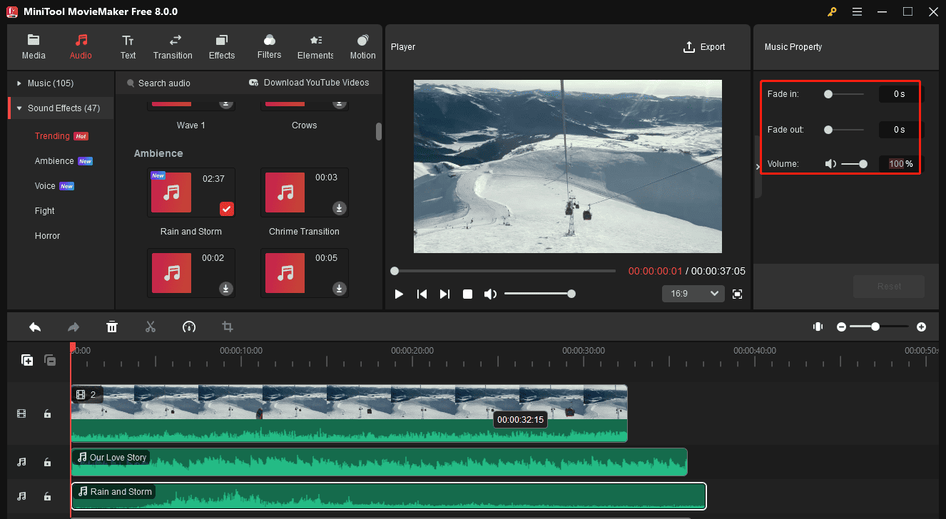 Edit music in MiniTool MovieMaker