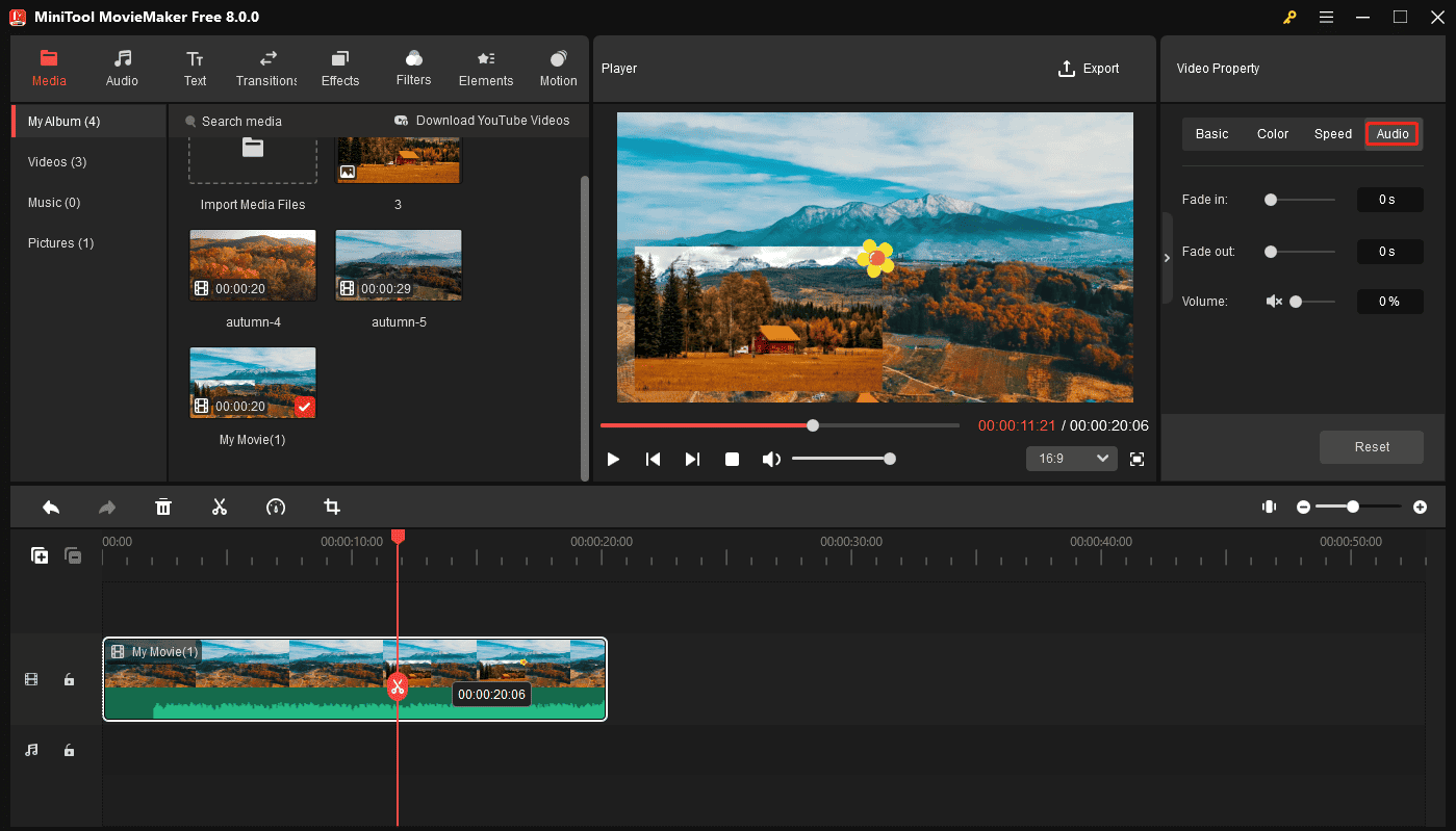 Edit audio in the original video in MiniTool MovieMaker