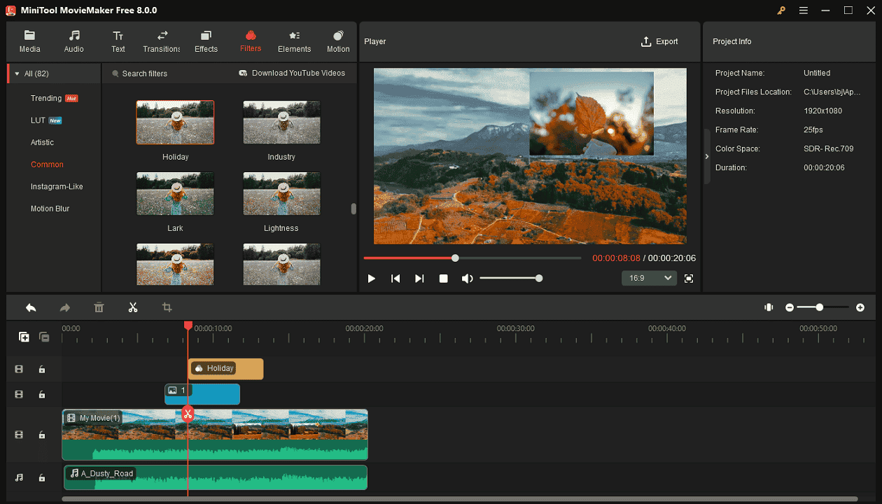 Edit videos in MiniTool MovieMaker