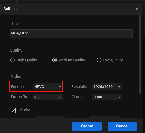 Create a HEVC format in MiniTool Video Converter