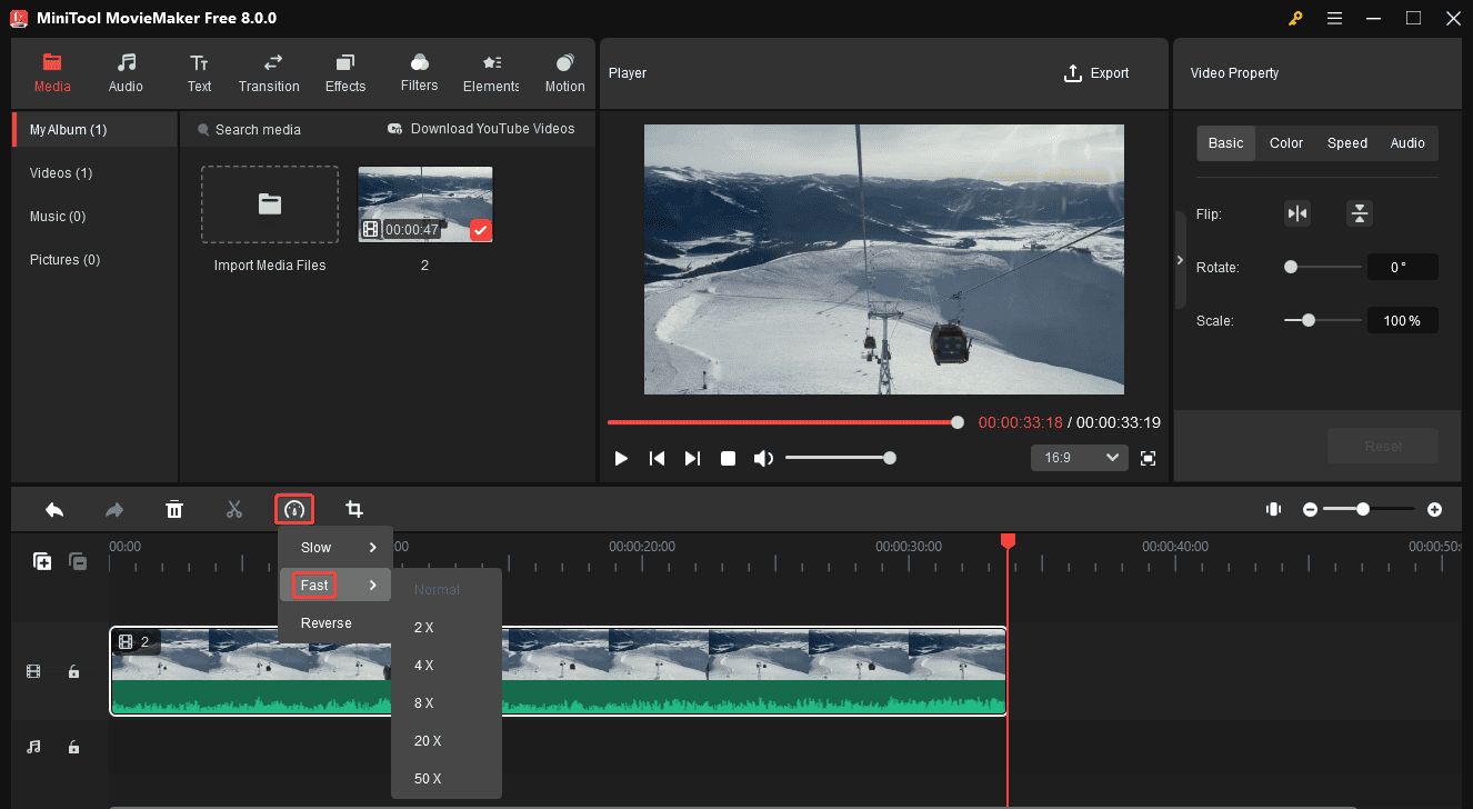 Convert a normal video into time-lapse in MiniTool MovieMaker