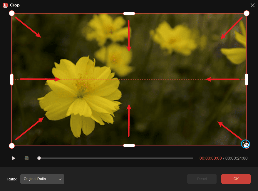 Crop a video from 8 directions in MiniTool MovieMaker