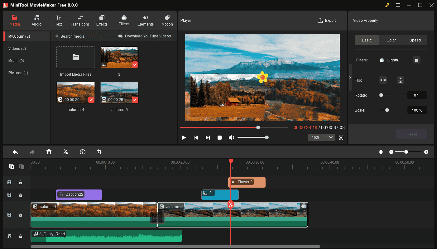 Edit videos in MiniTool MovieMaker