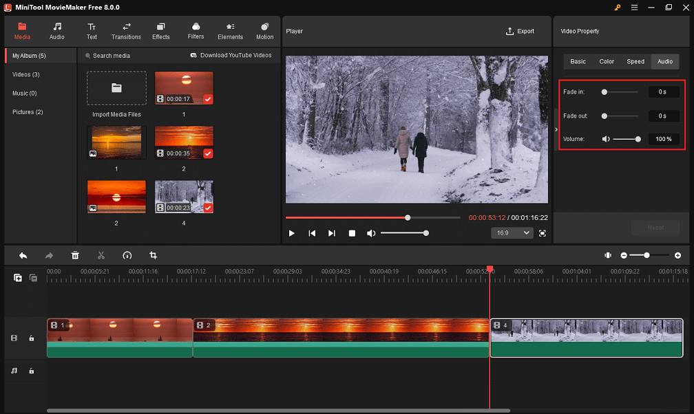 Edit video embedded audio in MiniTool MovieMaker