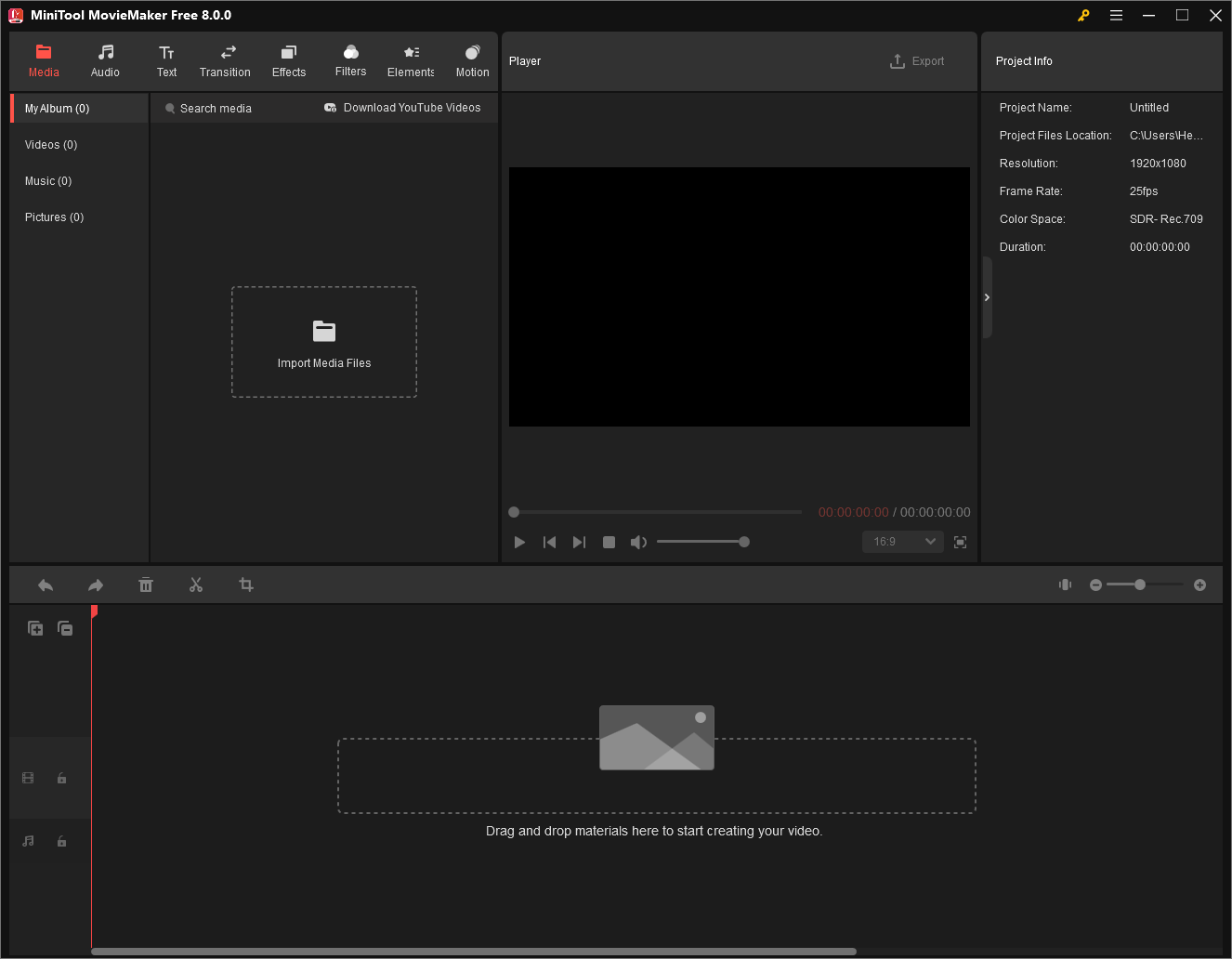 Interfaz de MiniTool MovieMaker