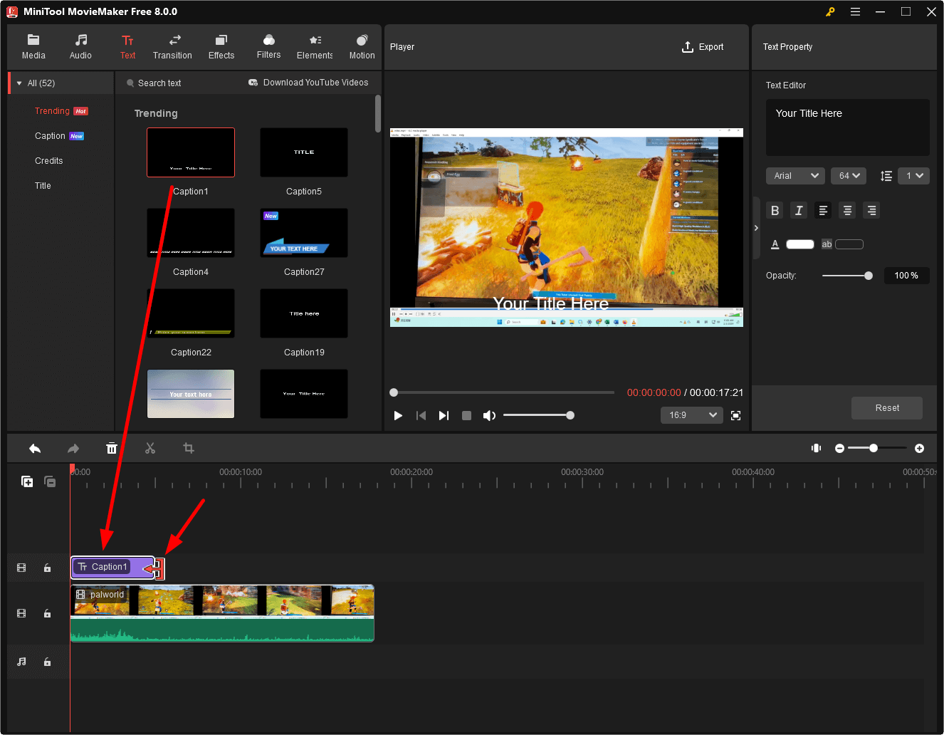 Agregar texto a un vídeo en MiniTool MovieMaker