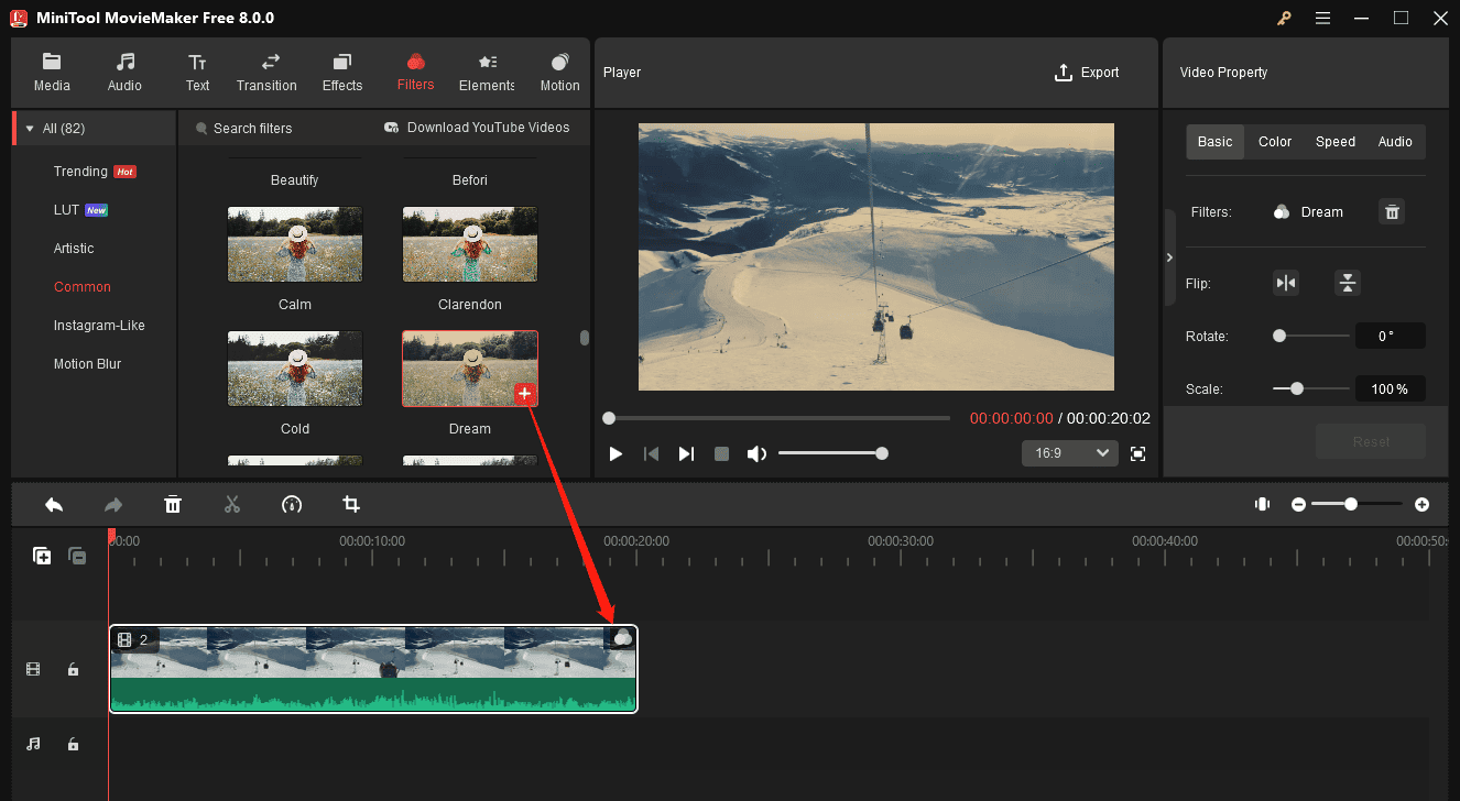 Agregar un filtro al video en MiniTool MovieMaker